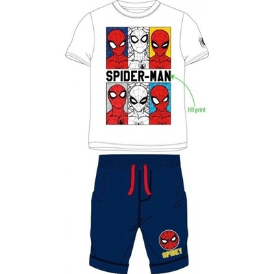 E plus M chlapčenský bavlnený letný set / súprava Spiderman Marvel biely