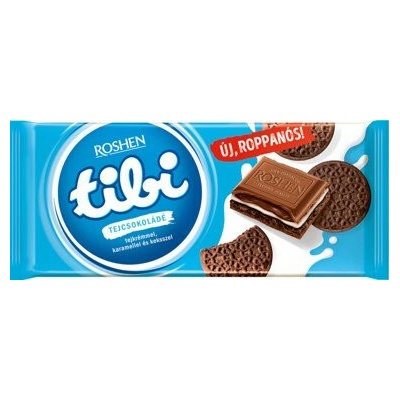 Roshen Tibi čokoláda s mliečnym krémom, karamelom a kakaovými sušienkami 90 g