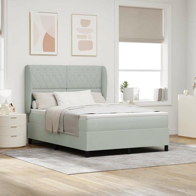 zahrada-XL 3340880 Postel s boxspringem s matrací Světle šedá samet