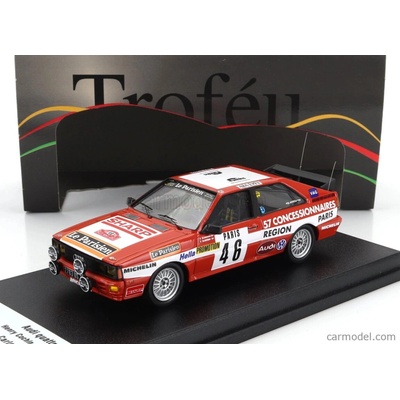 Trofeu Audi Quattro night Version N 46 Rally Montecarlo 1982 Henry Cochin Morin Červená Bílá 1:43