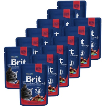Brit Капсула BRIT Premium Cat Говеждо яхния и грах 12 x 100 г