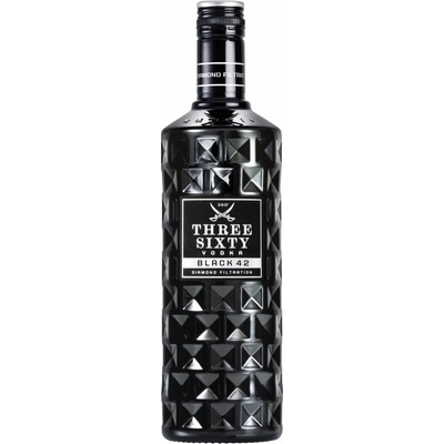 Three Sixty Black 42 Vodka 42% 1 l (holá láhev)