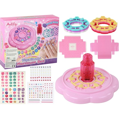 LEAN Toys Sada na nehty Růžová Tipy Nálepky Diamanty kreativní set pro děti