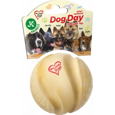 JK ANIMALS TPR Light loptička z termoplastickej gumy a EVA peny k medzinárodnému dňu psov 7 cm žltý