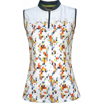 Callaway Womens Sleeveless Engineered Fading Shift Geo Polo Brilliant White