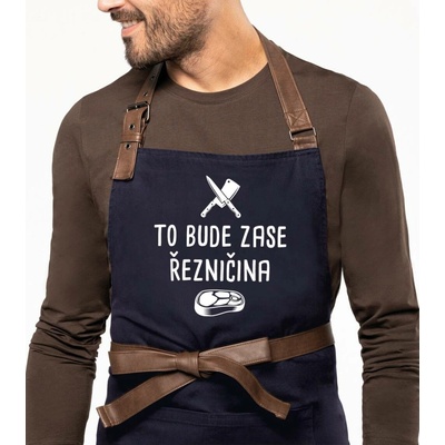 Kariban HobbyTriko Řeznická zástěra EXCLUSIVE To bude zase řezničina Tmavě modrá