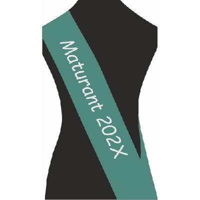 ON-DESIGN Šerpa MATURANT Barva: emerald, Barva potisku: stříbrná metalická, Fonty písma: Comic Sans MS