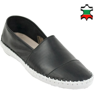 Български обувки Черни мъжки мокасини от естествена кожа Alex01black