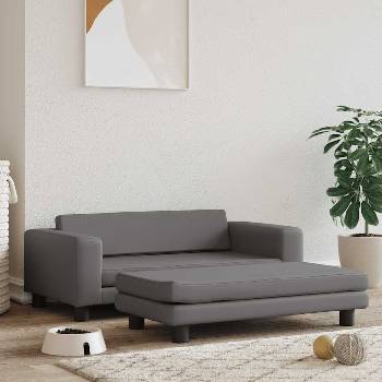 vidaXL Кучешко легло с разширение сиво 100x50x30 см изкуствена кожа (172029)