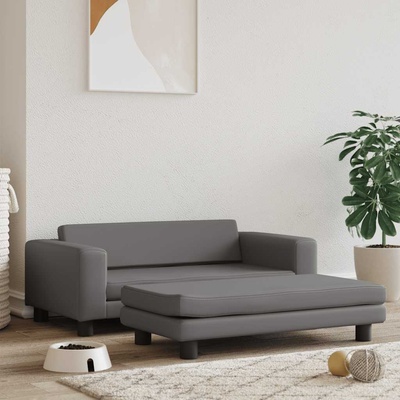 vidaXL Кучешко легло с разширение сиво 100x50x30 см изкуствена кожа (172029)