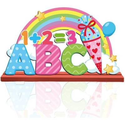 YOMOVER Dřevěný stojan na dekoraci ABC pro chlapce a dívky, barevný