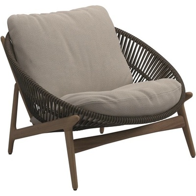 Gloster Nízké relaxační křeslo Bora, 97,5 x 97 x 73 ,5 cm, rám teak, výplet kroucený umělý ratan tmavý Umber, sedáky kategorie D – Hledejceny.cz