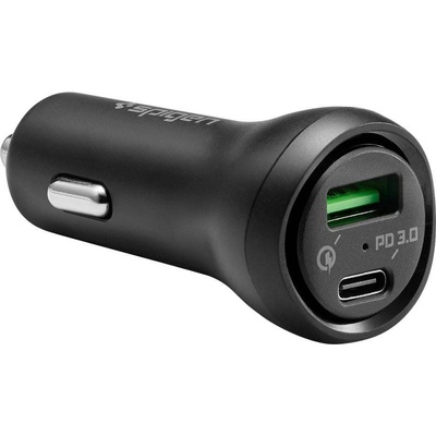 Spigen Заряно за автомобил с USB-C PD 27w и USB-A QC 3.0 18w от Spigen SteadiBoost F31QC - Черно (8809640250392)