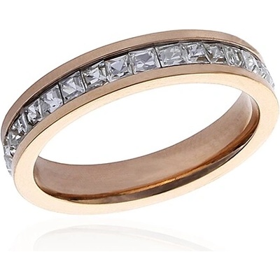 BM Jewellery Dámský prsten se zirkony z chirurgické oceli rose gold S434070