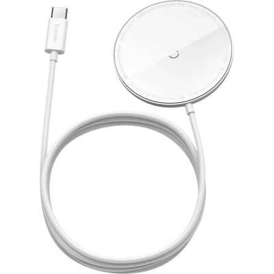 Baseus Simple Mini Magnetic Wireless Charger - поставка (пад) за безжично зареждане за iPhone с Magsafe (бял)