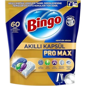 BINGO таблетки за съдомиялна машина, Всичко в едно, Pro max, 60 броя