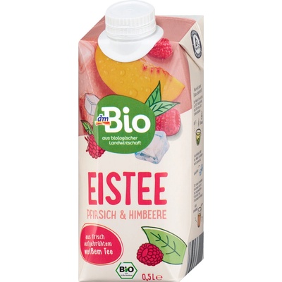 dmBio bio nápoj z bílého čaje, broskvového pyré a malinové šťávy 500 ml