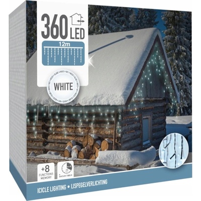 Kinekus Světlo vánoční rampouchy 360 LED studené bílé 12 m s časovačem s funkcemi vnější vnitřní KIN64309700