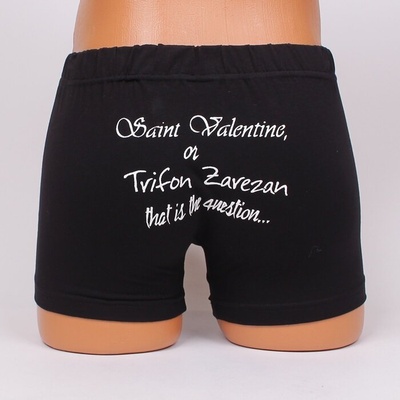 Мъжки памучен боксер в черен цвят със забавен бял надпис