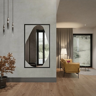 Alfaram Organické zrkadlo v čiernom MDF ráme - HUBERTUS 60x120