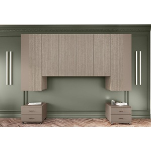 Bogdan Furniture I Гардероб с нощни шкафчета Mod 1042, Лате и мока
