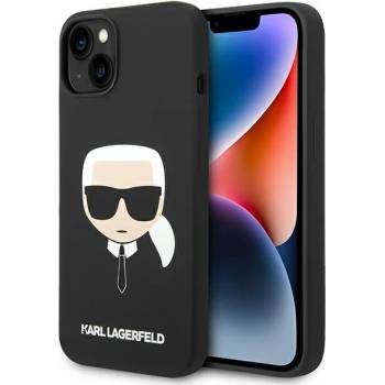 KARL LAGERFELD Кейс Karl Lagerfeld KLHMP14MSLKHBK за iPhone 14 Plus 6.7"", твърд, черен / черен, Silicone Karl`s Head Magsafe (KXG0057267)