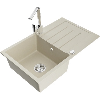 Mexen Bruno гранитна мивка с 1 корито с отцедник и кухненски смесител Rita, бежов - 6513-69-670300-00 (6513-69-670300-00)