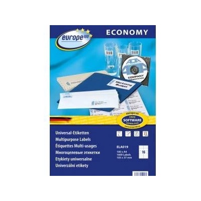 EUROPE100 Avery Zweckform LABELS A4 by AVERY ECONOMY 105 X 37 MM 1600 LABELS