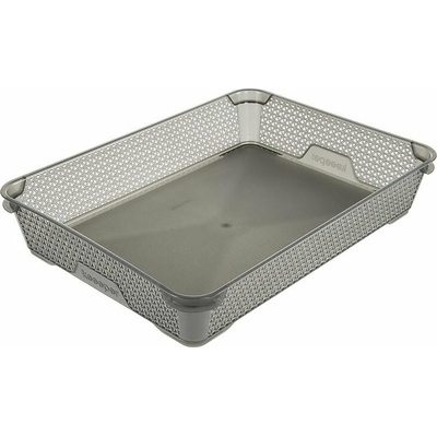 Plastový košík MINI Keeeper stohovatelný 36x26,5x7 cm šedý