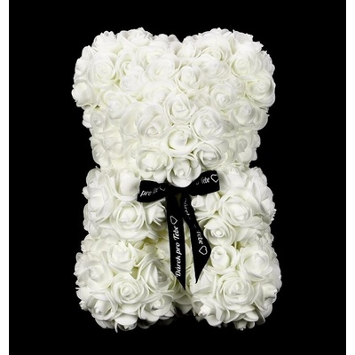 Medvídárek Simple medvídek z růží 25cm - bílý
