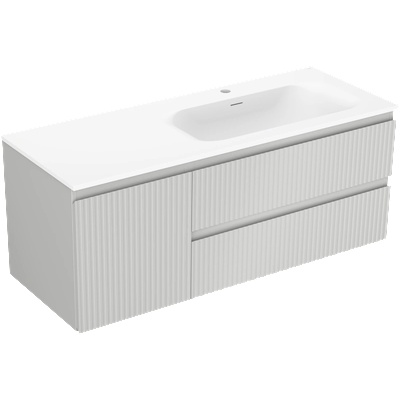 Mexen Rivel баня шкаф 120 см с мивка Vela дясна, 2S, 1D, рифована, сива/бяла мат - 91A23-12047-3-BBFFF62-W23P01 (91A23-12047-3-BBFFF62-W23P01)