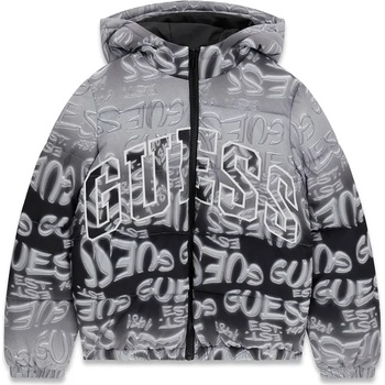 GUESS Зимно яке за момче в черно със сиви и бели графити Guess
