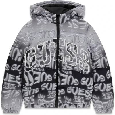 GUESS Зимно яке за момче в черно със сиви и бели графити Guess