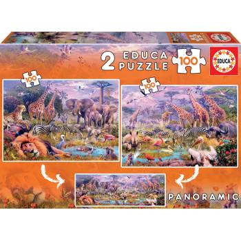 Educa - Puzzle 2x100 Wild animals - 100 piese