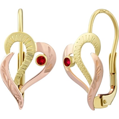 SILVEGO zlaté srdce s přírodním červeným topazem Swarovski Gemstones SILVEGOG30459R