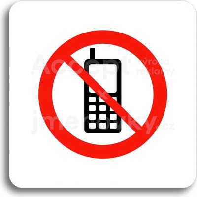 ACCEPT Piktogram zákaz telefonování - bílá tabulka - barevný tisk bez rámečku
