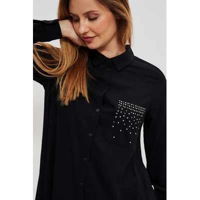Moodo Shirt with decorative stones čierna biela šedá