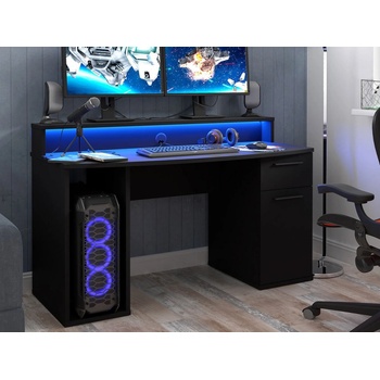 HELCEL PC stôl Gamer, čierny + LED