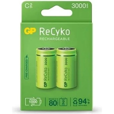 GP Batteries Акумулаторна Батерия ReCyko, Size C, LR14, 3000mAh, 1.2V (GP-BR-300CHCB-EB2)