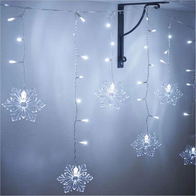 EMOS LED vianočný záves vločky 135x50 cm vnútorná studená biela