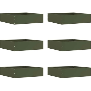 vidaXL Ограда за трева 6 pcs Маслинено зелено 50 x 50 x 13 см Стомана (874723)