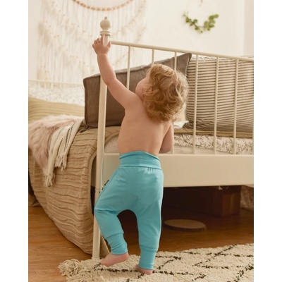 JOŽÁNEK Dětské kalhoty baggy lehké tyrkysové