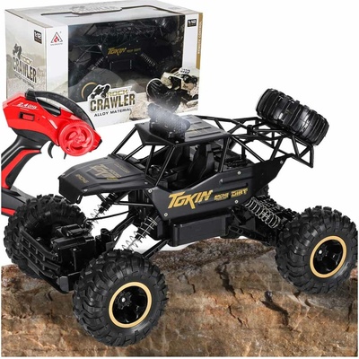 Ikonka Diaľkovo ovládané auto RC Rock Crawler 4WD METAL Black 1:12