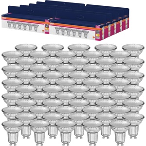 OSRAM LED Star VALUE PAR16, value pack with 60 bulbs, replaces conventional 50W reflector light bulbs, warm white (2700K), 4.3W, GU10 base, filament glass, not dimmable - 4099854334450