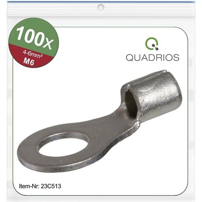 Quadrios 23C513 guľaté káblové oko Prierez=6 mm² Ø otvoru=6.5 mm neizolované 100 ks