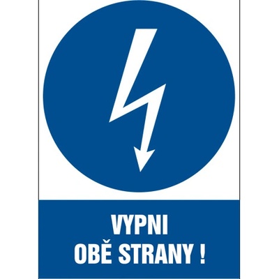 Značka Vypni obě strany!, samolepicí fólie, 105 × 148 mm BZ FC204