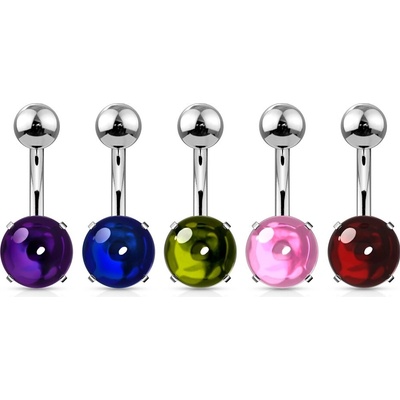 Šperky4U piercing do pupíku růžový kámen WP01342-P