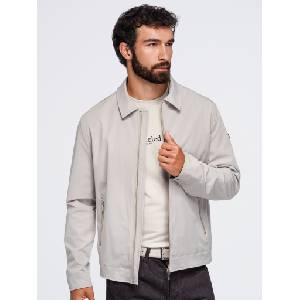 Ombre Clothing Мъжко лека преходна якета със цип и класически яка - сиво-бежова V2 OM-JANP-0224 Ombre Clothing Ombre Clothing | Mnogotsveten | МЪЖЕ | S