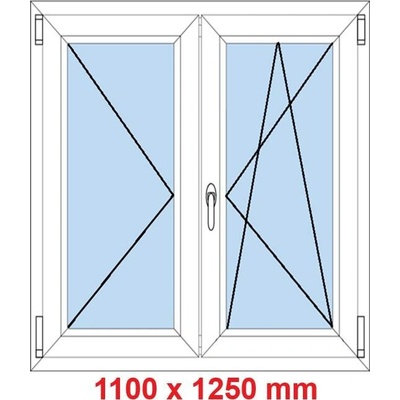 Soft Dvoukřídlé plastové okno 1100 x 1250 mm, O+OS, Antracit struktura/Antracit struktura