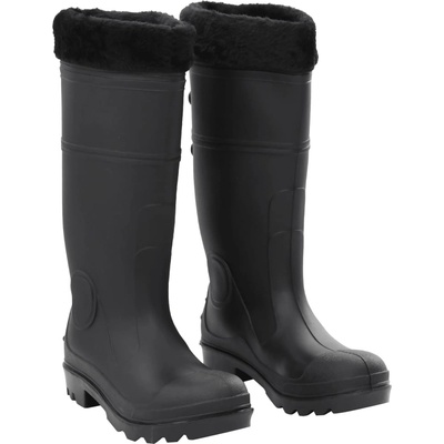 vidaXL Ботуши за дъжд с подвижни чорапи, черни, размер 40, PVC (137598)